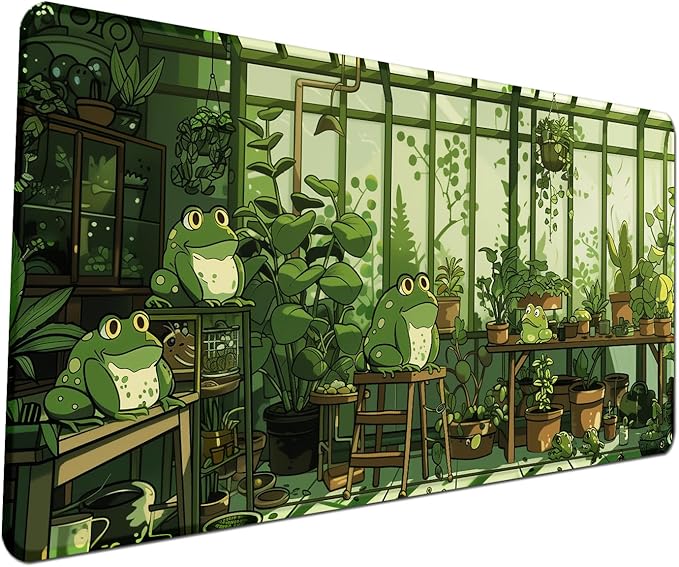 Frog Cute Mousepad 31.5 x 15.7 inch, Large Green Desktop Mat, Waterproof Desk Mat Gaming Mouse Pad, Laptop Pad, Computer Writing Mat for Home Office Desk Decor