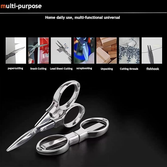 Folding Mini Scissors, Stainless Steel Retractable Small Scissors for Home Office and Travel, 2-Piece Set