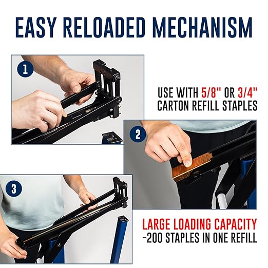 IDL Industrial Foot-Operated Carton Bottom Stapler - Heavy-Duty Box Bottom Stapler for Closing Cartons - Easy Reloaded, 1 1/4" (32 mm) Crown Staples