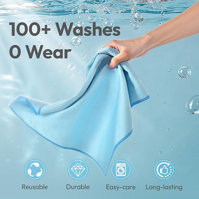 Nanoscale Microfiber Cloths 15.55”x 15.55”, Glass Window Mirror Stainless Steel Car Cleaning, Streak-Free, Lint-Free, Super Thick & Absorbent, Reusable, 6 Pack (Purple)