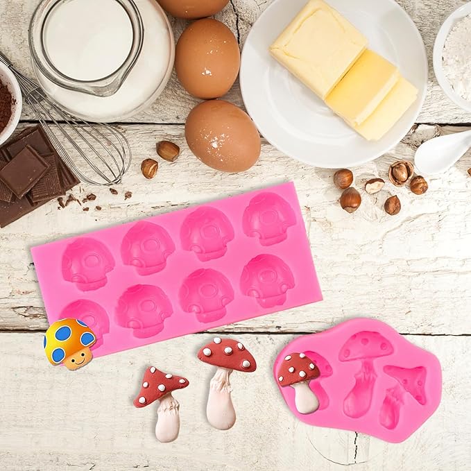 Mushroom Chocolate Molds, Mushroom Shaped Silicone Molds, Cute Candy Vegetable Fondant Molds, Cake Candy Chocolate Polymer Clay, Gummy, Crafting Projects Cupcake Topper Decor