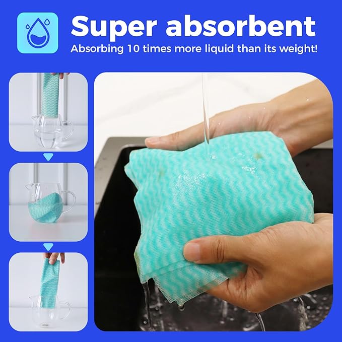 Reusable Cleaning Towels Handi Wipes Reusable Cloths Disposabel Dish Cloths Dish Towels Dry Handy Wipes Big Durable Absorbent 40 Count, Yellow