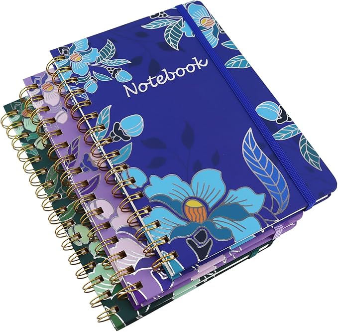 3 Pack Hardcover Spiral Notebook Journal for Women,A5 College Ruled Notebooks with Pocket,8.5"x 5.7",160 Pages,Cute Journals for Daily Study or Work