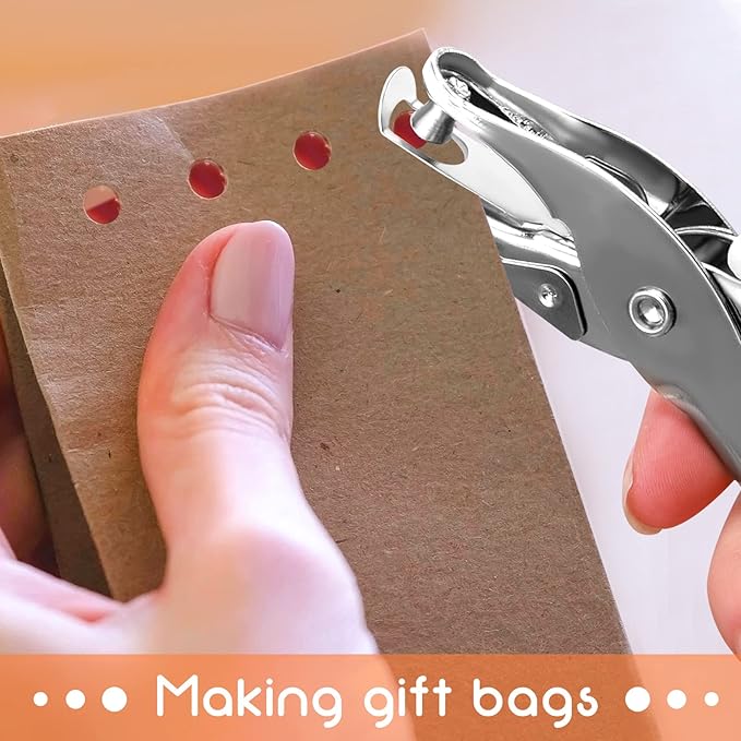 50 Pack 1 Hole Punch 1/4 Inch Single Hole Puncher Bulk Metal 5 Sheet Capacity Single Punch Set Silver Paper Punches for Greeting Cards Scrapbook Notebook Puncher Paper Hand Tool