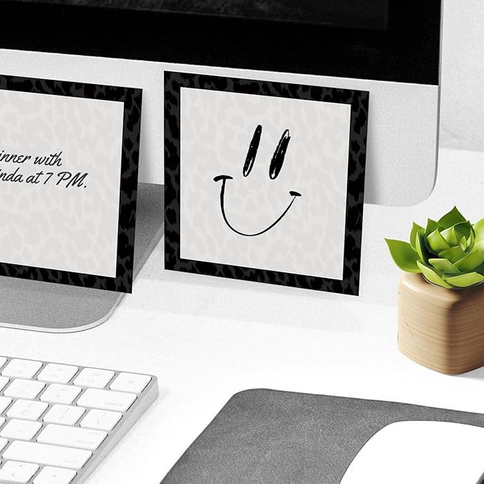 Sticky Notes, 2 Pads, 3x3 inches, Cute Colorful Fun Self-Stick Note Pads, Easy Post, Strong Adhesive Notepad Black Leopard Texture