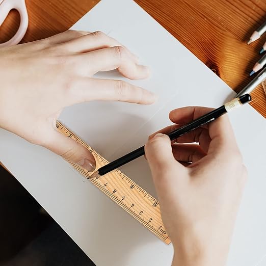 144 PCS 6 Inch 15 cm Wooden Rulers, 2 Scales Accurate Wood School Ruler Double Sided Wood Measuring Tool for Students, Crafts, Office, Home Uses