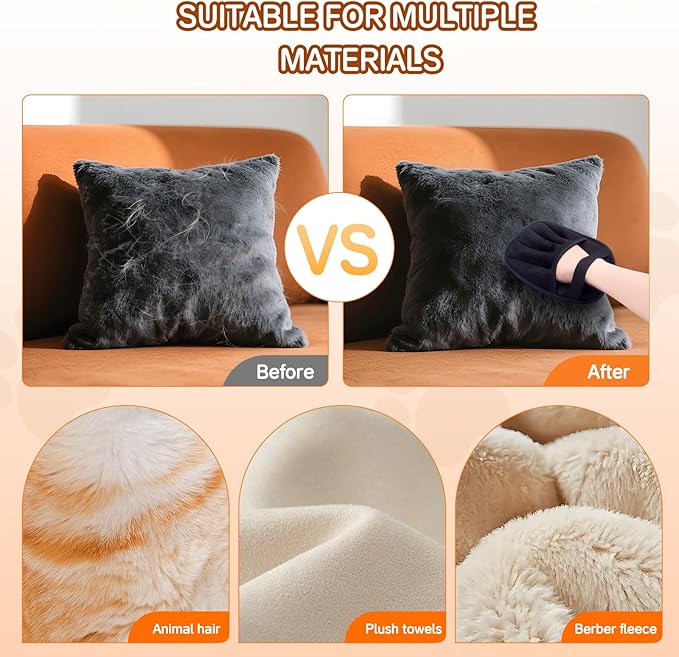 Yionaiyi Pet Hair Remover Electrostatic Gloves,Pet Hair Removal for Cats & Dogs, Cat Grooming Gloves，Pet Hair Fur Removal Mitt, Cleanup for Furniture, Clothing, and Upholstery,Reusable (2pcs)