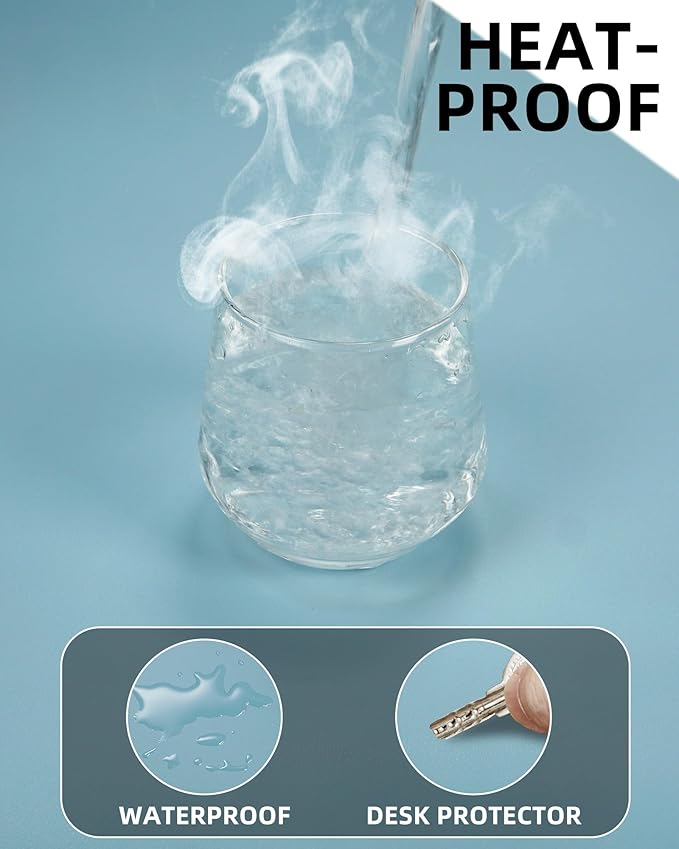 Leather Desk Pad Protector, Mouse Pad, Office Desk Mat, Non-Slip PU Leather Desk Blotter, Laptop Desk Pad, Waterproof Desk Writing Pad for Office and Home (Teal, 31.5" x 15.7")