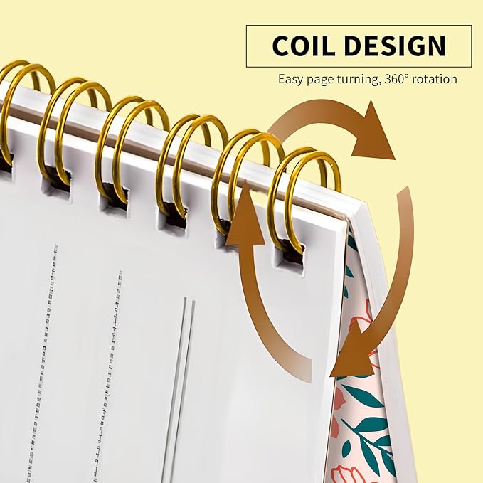 Spiral Journal Notebook, Hardcover Lined Journal for Women, Medium 6 x 8.4 in, 120 Pages Thick Paper, College Ruled Notebook for Writing, Work, Office, and School,Flower Pink