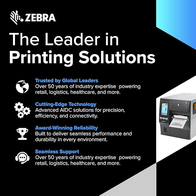 Zebra ZT411 203 DPI | Thermal Transfer & Direct Thermal | ZT41142-T010000Z Industrial Printer | Width 4 Inches Features Serial, USB, Ethernet & Bluetooth Connectivity