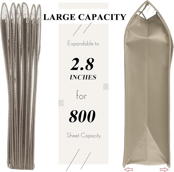 10 Pieces Plastic File Folders Envelope Expanding File Wallet Organizer Documents Folder with Snap Closure and Pocket, A4 Size Waterproof Transparent Pouch(Khaki,Horizontal)