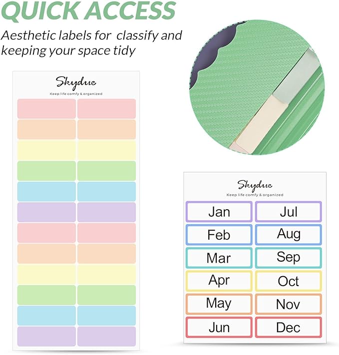 SKYDUE Accordion File Organizer, 13 Pocket Document Organizer, Expanding File Folder with Labels for Letter A4 Size, Office School Filing Use Green