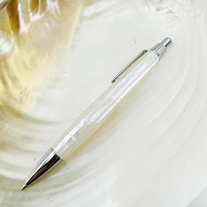 LACHIEVA LUX Mother of Pearl Mechanical Pencil 0.7mm, Elegant Metal Pencil for Drawing and Sketching, Includes 12 Lead Refills