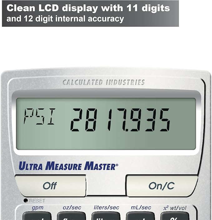 Calculated Industries 8025 Ultra Measure Master Professional Grade U.S. Standard to Metric Conversion Calculator Tool for Engineers, Architects, Builders, Scientists and Students | 60+ Units Built-in, Silver