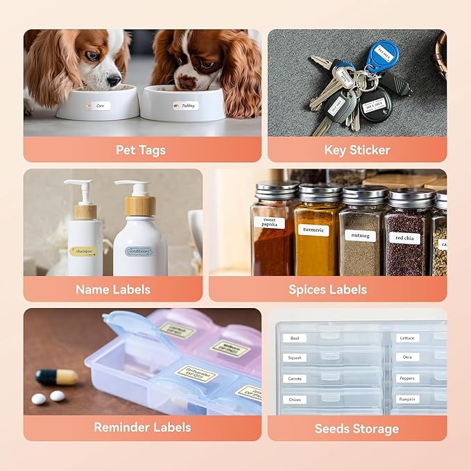 DEEPIN Label Maker Machine Portable Bluetooth Label Maker with Tape, Thermal Label Printer Multiple Templates for Phone, Mini Label Sticker Printer for Business Office Organization Pink