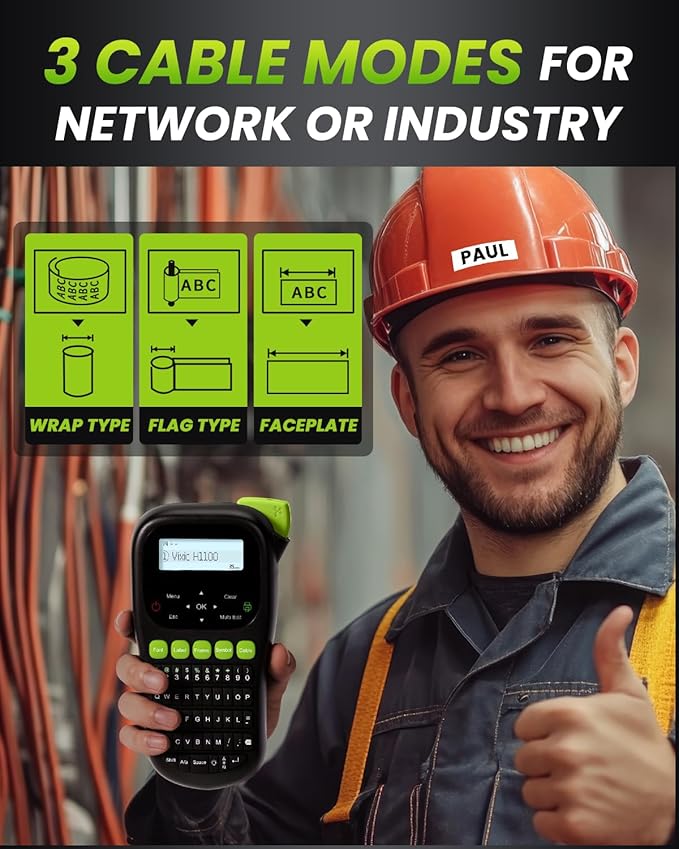 Vixic Label Maker Machine, H1100 Label Makers with Backlit Screen, Portable Label Maker Waterproof-Labels Handheld Labeler with Keyboard, Industrial Labeling Machine for Cable Wire Network