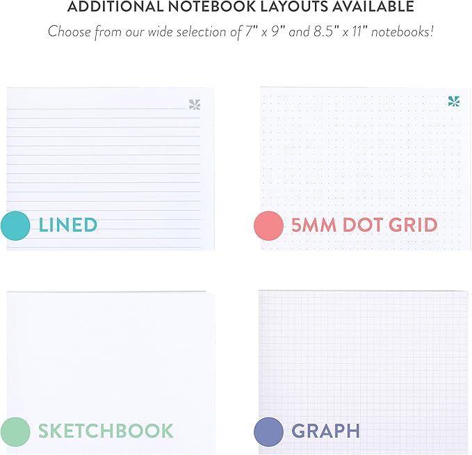 Erin Condren 8.5" X 11" Spiral Bound Productivity Notebook, Mid Century Circles, Functional 160 Lined Page and 80Lb Thick Paper Spiral Notebook, Stickers Included