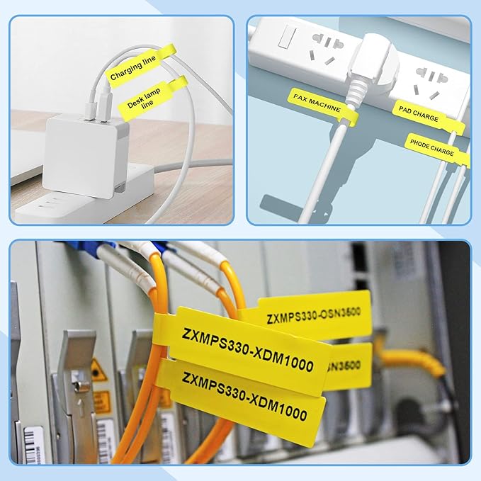 NIIMBOT D11 Label Tape D110 Label Maker Papers 3Rolls Cable Labels, Self-Adhesive Labeling Tape 0.47" X 4.29" (12 X 109mm) Cable Label Refills for Home Office Circuit Box, 195 Labels/3Rolls, Yellow