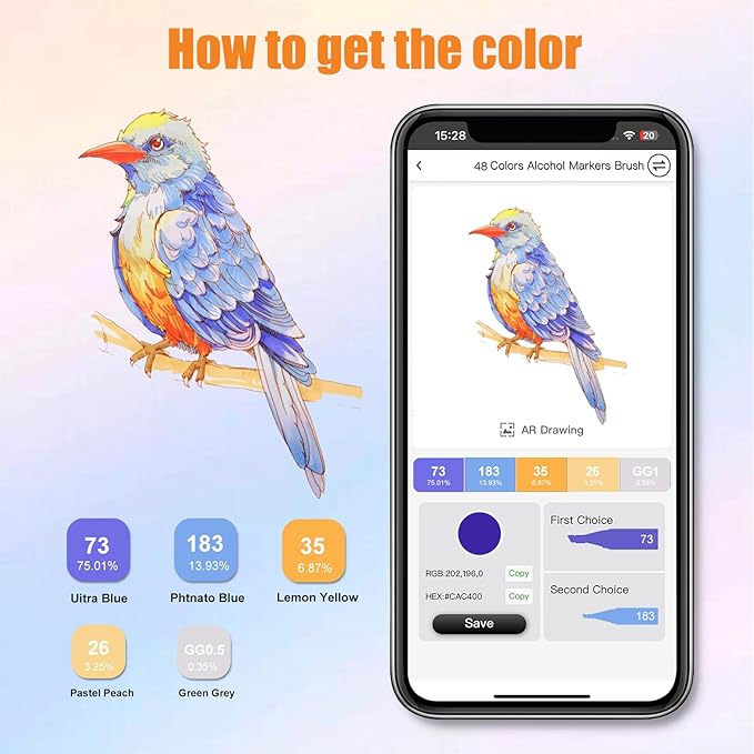 YHC 60 Colors Alcohol Brush Marker with Free App, Chen Rui Dual Tips Art Markers for Adults and Kids, Alcohol Based Brush & Chisel Tips Markers for Drawing, Coloring, Painting, Sketching