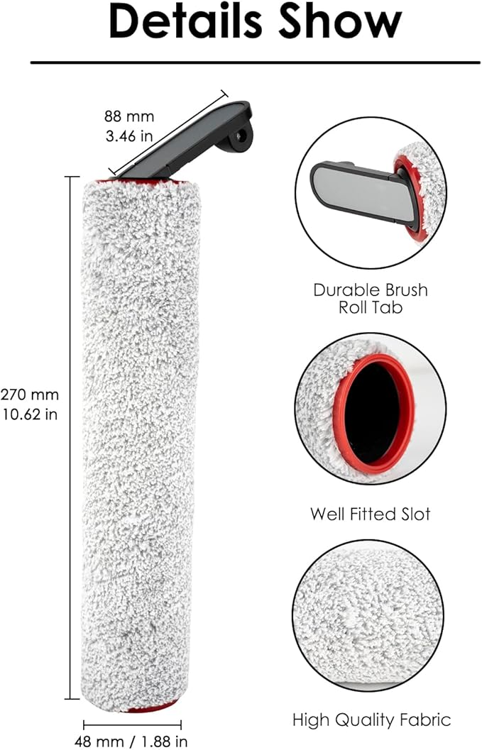 (6 Pack) H12 Pro Replacement Brush Rollers and HEPA Filters Compatible with Dreame H12 Pro/ H12 Dual Cordless Wet and Dry Vacuum Cleaner, 3 Brush Rollers, 3 HEPA Filters, Accessories Kit