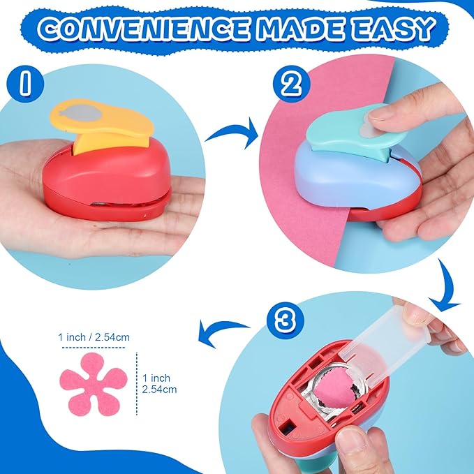 Harloon 10 Pcs Craft Hole Punch Shapes 1 Inch Paper Punch Hole Mix Shapes Cutters for Paper Crafting Scrapbooking Kids Teacher Office Supplies (Rich)