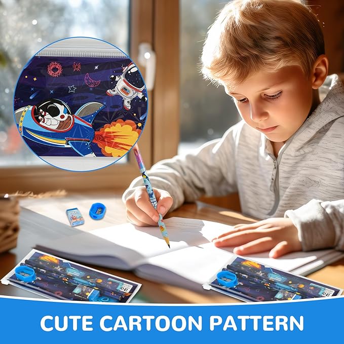 24 Sets Back to School Gifts Cute Stationery Set Back to School Supplies First Day of School Bithday Gifts Including Pencils Eraser Ruler Sharpeners for Classroom Rewards