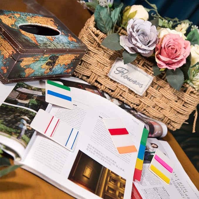 KICNIC Sticky Tabs 1 Inch, 960pcs Book Tabs, Colored Page Markers Self Adhesive, Repositionable Note Tabs for Documents, Books, Paper, Notebooks, Filing and Folders [24 Sets, 10 Colors]