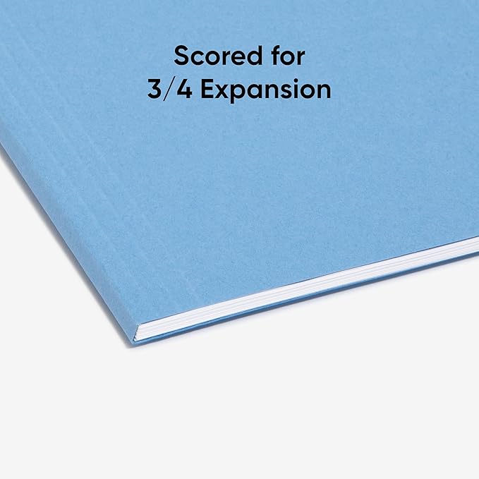 Smead FasTab Hanging File Folders, 20 Count, Blue, 1/3-Cut Built-in Tabs, Letter Size (64099)