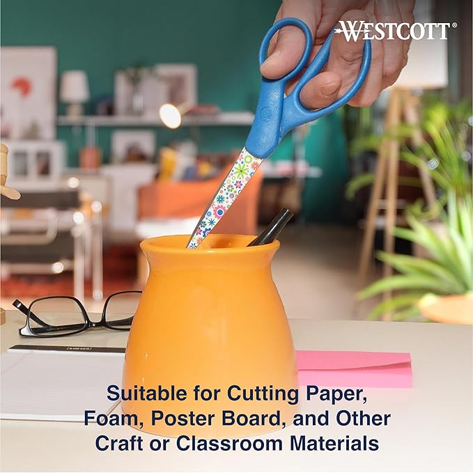 Westcott ‎16401 7-Inch Fun & Fashion Student Scissors For Office, Home, and School