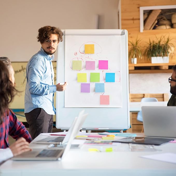 (24 Pack) Lined Sticky Notes 3x3 in Ruled Stickies Super Sticking Power Memo Pads,12 Bright Multi Colors Sticky Notes with Lines Self-Stick Note Pads