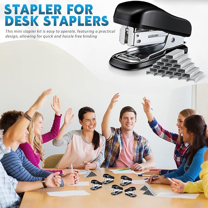Sherr 10 Pack Mini Staplers Bulk with 15000 Nail, Office Staplers for Desk 25 Sheet Capacity, Hand Held Desk Students Teachers Supplies for School Office Business Non Slip Base Black