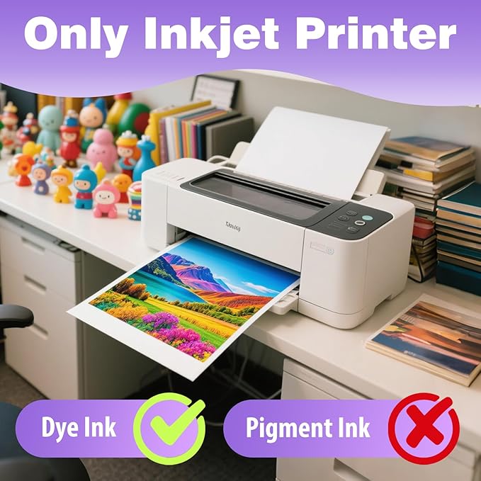 Uinkit 40 Sheets37lb Thin Flyer Paper Glossy 8.5x11 Inkjet Single Side DIY Chip Bag 135gsm Photos Picture for Inkjet Printer with Dye Ink Letter size A4 Brochure
