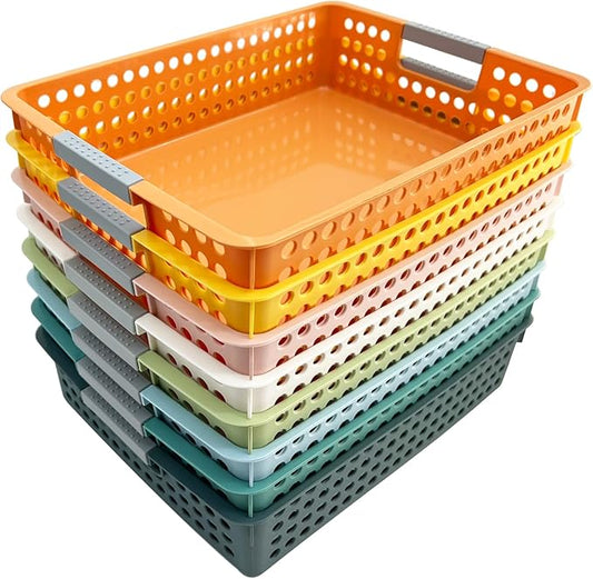 DLUCKY 8Pcs Classroom Organization and Storage Paper Tray Holds 4A,Paper Trays for Classroom Toy,Crayons,Handicrafts Storage,Also for Library, Drawers, Office, Kitchen, Bathroom