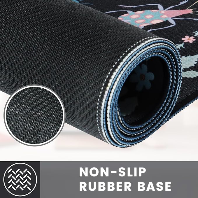 HAOCOO Desk Mouse Pad Cute, Big Mouse Mat for Gaming, Large Mousepad for Desk, Desk Mat for Keyboard and Mouse, Waterproof Desktop pad with Rubber Base, Butterfly Mouse Pad 35.4" X15.7"(Black)