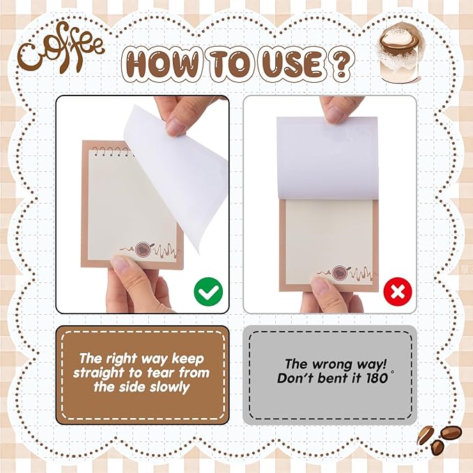 Sabary 9 Pads Cute Sticky Notes Animal Sticky Note Pads 3.15 x 3.94 Inches Colored Adhesive Memo Reminder Decor for Journal School Office Gifts (Coffee)