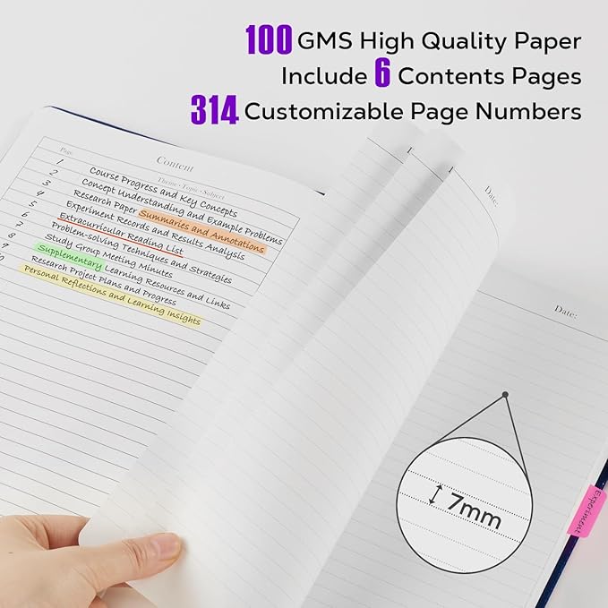 Lined Journal Notebook, 320 pages B5 College Ruled Notebook Journal for Writing Women and Men, Hardcover Leather Journal Notebook for School Office Work, 7.1'' X 10'', Pearlescent Purple Notebook