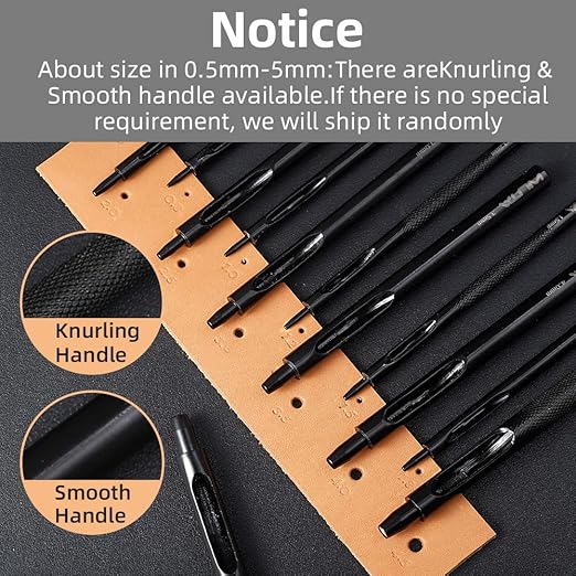 WUTA Black Round Hole Punch Leather Hollow Punch Steel Watches Belts Scrapbooking Paper Leather Tools for Watch Band, Fabric, Plastic 0.5+1+1.5+2+2.5+3+3.5+4+4.5+5+6+8+10+12mm+15mm (15pcs)