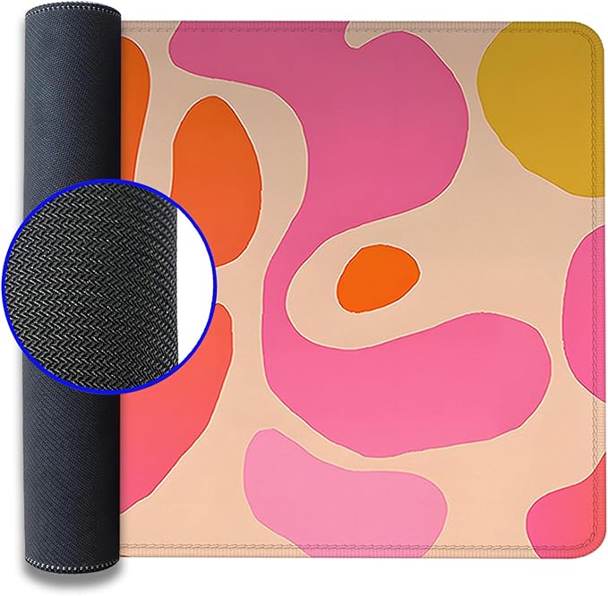 Pink Desk Mat Mouse Pad,Abstract Mouse Pad XL Cute Desk Pad Keyboard Mat,Desk Accessories for Women Office Decor, Extended Mousepad Non-Slip Rubber Base with Stitched Edges(27.5X11.8 in)