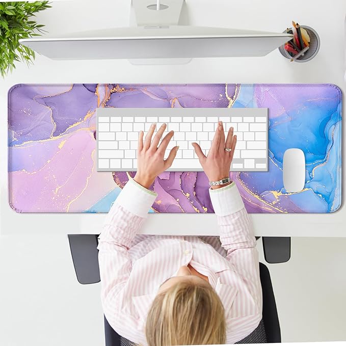 Abstract Marble Desk Mat,Large Gaming Mouse Pad, Computer Keyboard Laptop Mousepad for Work, Game, Office and Home, XL
