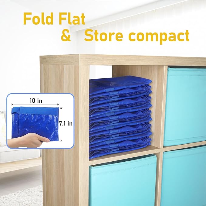 TICONN 8 Pack Extra Large Moving Bags with Zippers & Carrying Handles, Heavy-Duty Storage Tote Moving Boxes for Space Saving
