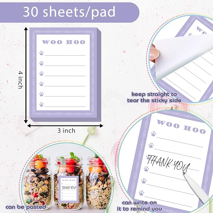 16 Pads Inspirational Sticky Notes Motivational Notepads,Appreciation Sticky Note Assortment, Funny Memo Pads Adhesive Memo Pad for Reminder Studying Travel Office Supplies 3 x 4 Inch