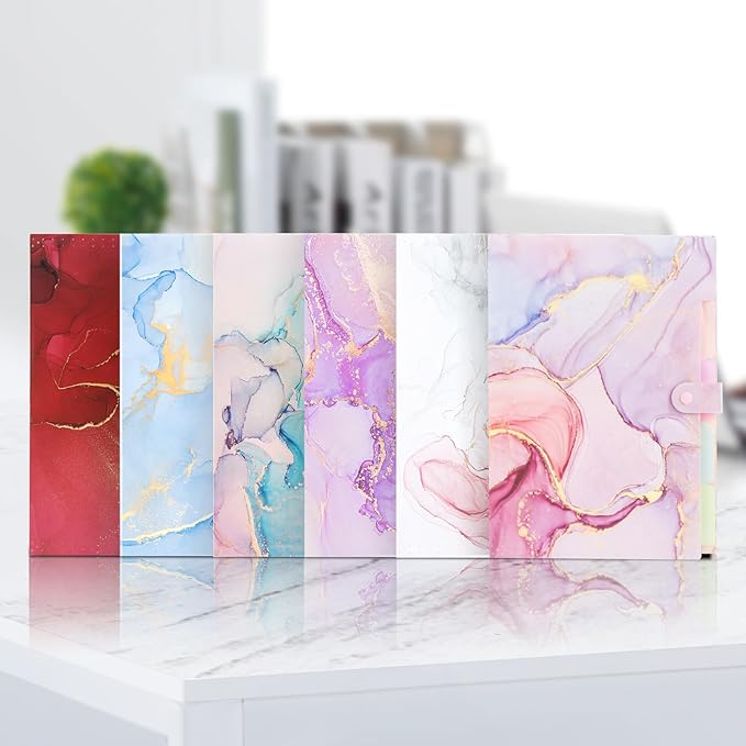 Expanding File Folder, Aesthetic Folders for School, Accordion File Organizer, Aesthetic Folder with Labels,5 Pockets Important Document Folders for School Office Home(Six Colors Mixed)