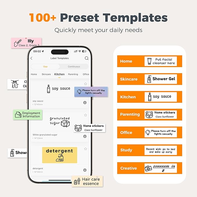 Joysea Portable Label Maker Machine with Tape, Bluetooth Thermal Sticker Maker for Home Kitchen & Office, Gray