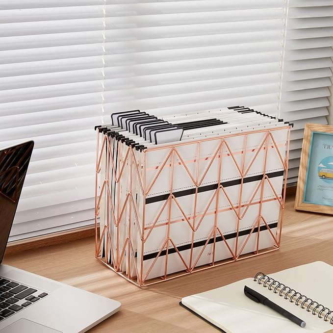 12 Pack Hanging File Folders Filing Cabinet Organizer Letter Size 1/5 Cut Adjustable Tabs Decorative for Home Office School Classroom