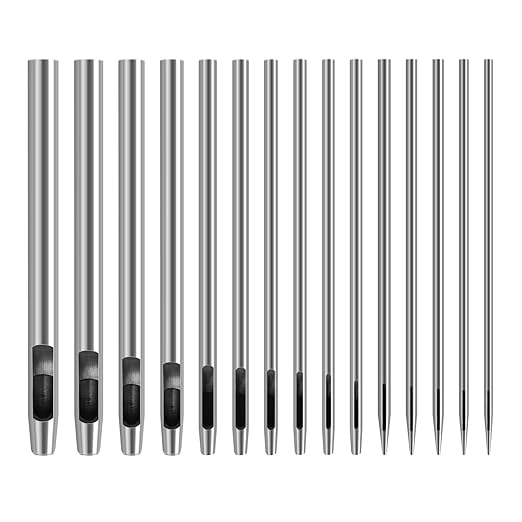Leather Hole Punch, 15Pcs Hollow Hole Punch Steel Belt Leather Punch Round Hollow Punch Tool for Watch Strap Canvas Belt Paper Plastics, 0.5mm-6mm
