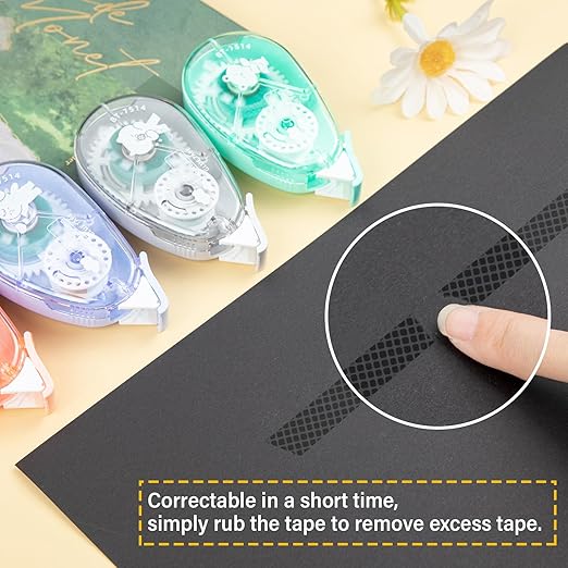 6 Pack Double Sided Tape Roller, Scrapbook Supplies, Glue Tape for Crafts, 0.33in x 26.25ft Scrapbook Tape, Journaling Supplies, Good for Gift Wrapping and Card Making