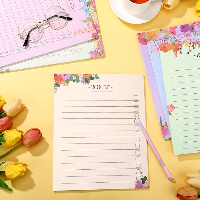 300 Sheets to Do List Notepad Daily Checklist Sticky Notes Cute Undated Memo Pad Color Block to Do Note Pad Weekly Plan Agenda and Organizer Planners for College(Bloom Style,10.5 x 8.5 Inch)