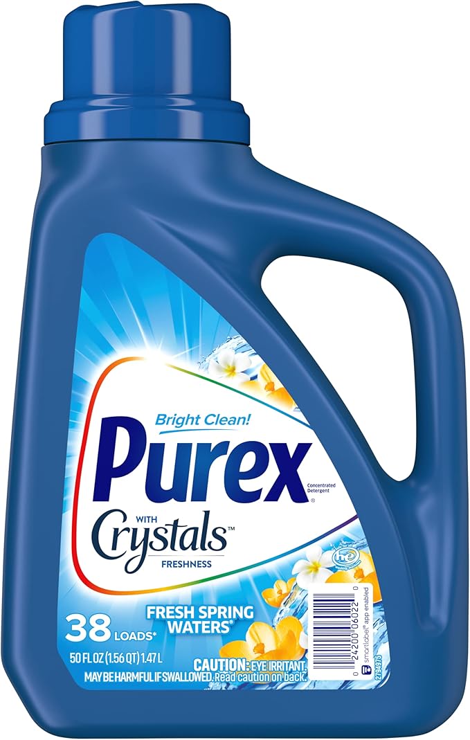 Purex HE Liquid Laundry Detergent, Fresh Spring Waters, 50 Ounce