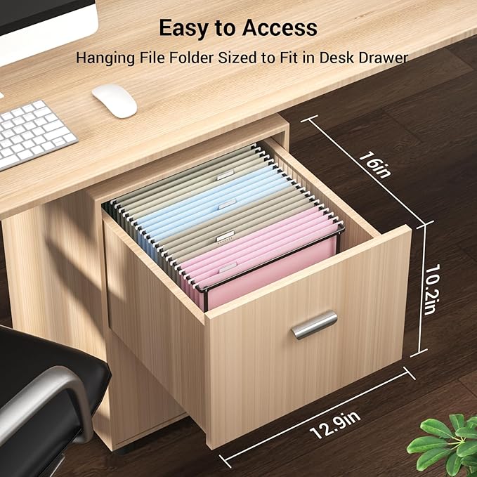 Hanging File Folders Letter Size, Metal File Frame with 50 Pcs Colored Hanging File Folders, No Extension 1/5-Cut Tabs File Organizer Includes Hanging Folders for Desk Office Filing Cabinet