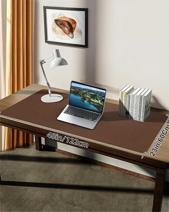 Desk mat Large, Leather Desk Pad Protector,Office Desk Mat,Mouse Pad, Non-Slip Desk Blotter, Laptop Desk Pad, Waterproof Desk Writing Pad for Office&Home (Coffee, 48" x 24")